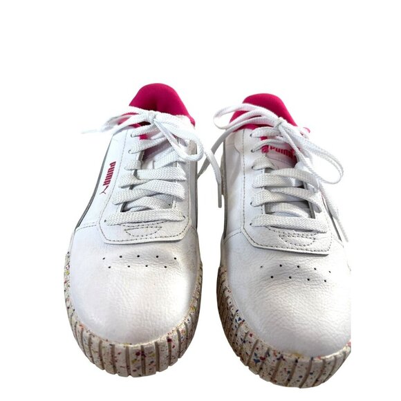 Puma Other - Puma Girls Sneakers Leather White Pink Multicolor Toe Rubber Size 4